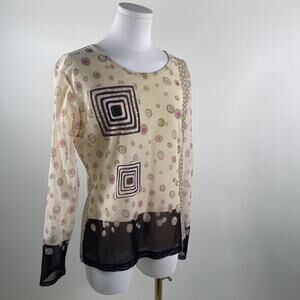 Vintage abstract sheer long sleeve